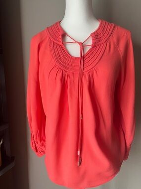 Diane Von Furstenberg Coral Tie-Front Blouse